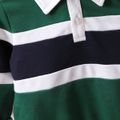 2pcs Toddler Boy Preppy style Stripe Polo Sweatshirt and Pants Set Green image 4