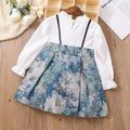 Toddler Girl Sweet Faux-two Ruffle Collar Floral Print Dress Multi-color image 2