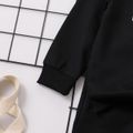 2pcs Toddler Girl Letter Print Luminous Black Hoodie Sweatshirt and Pants Set Black