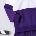 2pcs Toddler Boy/Girl Trendy Colorblock Hoodie Sweatshirt and Pants Set Purple image 4