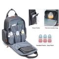 Embroidered Diaper Bag Backpack Mom Bag Multifunction Travel Handle Back Pack Large Capacity Lightweight Baby Changing Backpack with Stroller Buckle Dark Grey image 4