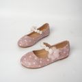 Toddler / Kid Faux Pearl Floral Decor Flats Mary Jane Shoes Pink