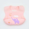 Food Grade Silicone Adjustable Baby Bibs with Food Catcher Pocket Easily Wipe Clean for 0-3 years old Pink image 4