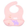 Food Grade Silicone Adjustable Baby Bibs with Food Catcher Pocket Easily Wipe Clean for 0-3 years old Pink image 1