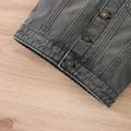 Baby Boy Button Design Denim Splicing Hooded Long-sleeve Jacket Black image 2