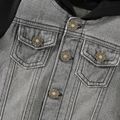 Baby Boy Button Design Denim Splicing Hooded Long-sleeve Jacket Black image 3
