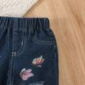 Baby Girl Butterfly Print Ripped Jeans Blue image 3