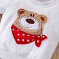 2pcs Baby Boy/Girl Long-sleeve Bear Graphic Sweatshirt and Ripped Jeans Set LightApricot image 3