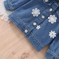 Baby Girl Floral Applique Decor Long-sleeve Denim Jacket Blue image 5