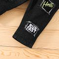 Baby Boy Straight-fit Letter Embroidered Ripped Jeans Black image 5