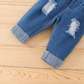 Baby Boy/Girl Belted Roll Up Hem Ripped Jeans Blue image 3