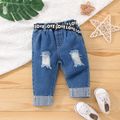 Baby Boy/Girl Belted Roll Up Hem Ripped Jeans Blue image 1