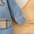Baby Boy Plaid Bear Embroidered Button Front Long-sleeve Denim Jumpsuit Blue image 4