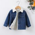 Toddler Boy Trendy Fleece Lined Denim Lapel Collar Jacket DENIMBLUE