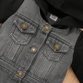 Baby Boy Denim Spliced Hooded Long-sleeve Button Front Jumpsuit Black image 4