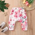 Baby Girl Allover Floral Print Ruffle Trim Pants Pink image 1