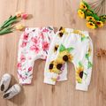 Baby Girl Allover Floral Print Ruffle Trim Pants Pink image 2