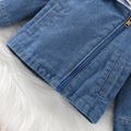 Baby Boy Fleece Lapel Collar Spliced Denim Long-sleeve Zipper Jacket Blue image 2