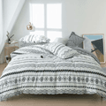 3-teiliges Boho-Chic-Bettwäsche-Set 1 Bettbezug und 2 Kissenbezüge mit geometrischem Print im Bohemian-Stil weiß image 1