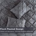 3 Piece Dark Grey Pinch Pleated Design Duvet Cover Set 1 Duvet Cover & 2 Pillow Cases Luxury Bedding Set Dark Grey image 3