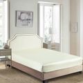 Satin Mattress Protector Non-slip Artificial Satin Silk Mattress Pad Cover Soft Wrinkle Free Fitted Bed Sheet Beige image 2