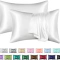 Satin Pillowcase Artificial Silk Satin Pillow Case with Envelope Closure Beige image 1