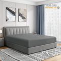 100% Cotton Deep Fitted Sheet Minimalist Plain Non-Slip Soft Comfort Mattress Protector Dark Grey image 3