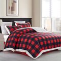 3 Piece Buffalo Plaid Bedding Set 1 Plush Fleece Blanket & 2 Pillow Cases Red/White image 2