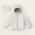Kid Boy/Kid Girl Portable Packable Solid Color Hooded Zipper Design Puffer Down Coats Light Grey