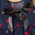 100% Cotton Cherry Print Backless Sleeveless Baby Dress Royal Blue image 5