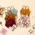 Baby / Toddler Girl Bowknot Floral Jumpsuit Black image 3