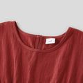 100% Cotton Solid Red and  White Series Family Matching Short Sleeve Sets Burgundy