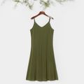Solid Sleeveless Matching Dark Green Midi Sling Dresses Army green