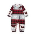 Family Matching Bear and Reindeer Print Plaid Christmas Pajamas Sets (Flame Resistant) Multi-color