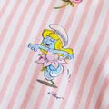 Smurfs Baby Girl Floral Strip and Flounce Cotton Jumpsuit Light Pink