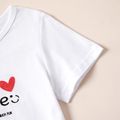 Pretty Kid Girl Short-sleeve Letter&Heart-shaped Print T-shirt White