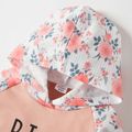 Letter and Floral Print Splice Hooded Long-sleeve Sibling Matching Pink Sets Pink