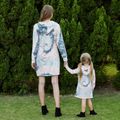 Tie Dye Print Long-sleeve Hoodie Mini Dresses for Mommy and Me Multi-color