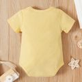 100% Cotton Baby Boy/Girl Cartoon Tiger Print Yellow Short-sleeve Romper Yellow
