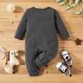 Baby Boy Solid/ Stripes Print Fleece Long-sleeve Jumpsuit One-Piece Coverall Dark Grey image 2