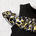 3pcs Leopard and Zebra Print Short-sleeve Black Baby Set Black/White/Red