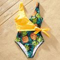 Pineapple Fruit Series Family Matching Swimsuits（One-piece V-neck Swimsuits for Mom and Girl ; Swim Trunks for Dad and Boy ） Yellow