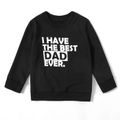 Letter Print Black Sweatshirts for Dad and Me Black
