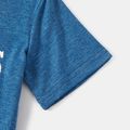 Letter Print Short Sleeve T-shirts for Dad and Me Deep Blue