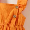 Baby Girl Flutter-sleeve Stripe Floral Print Solid Jumpsuit Orange