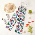 Trendy Kid Girl Butterfly Print Ruffled Tank Jumpsuits Multi-color image 2