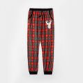 Merry Christmas Series Deer Pattern Plaid Print Family Matching Pants Red