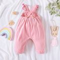 Baby Girl Pink Corduroy Rabbit Floral Print Suspender Jumpsuits Pink image 5