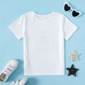 Trendy Kid Boy Letter Football Number Print Casual White T-shirt White