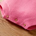 Beautiful Baby Girl Doll Collar Long-sleeve Color block Knit Romper Pink